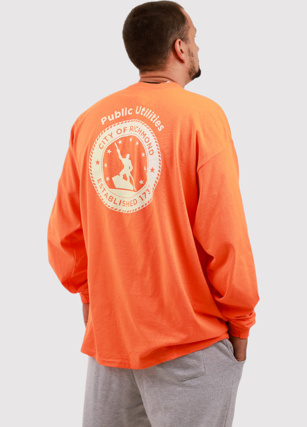 Лонгслів Blue 84 малюнок помаранчевий кежуали трикотаж, поліестер, бавовна