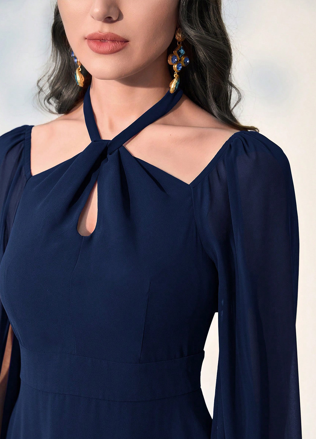 Синя вечірня сукня сукня-кейп SHEIN однотонна