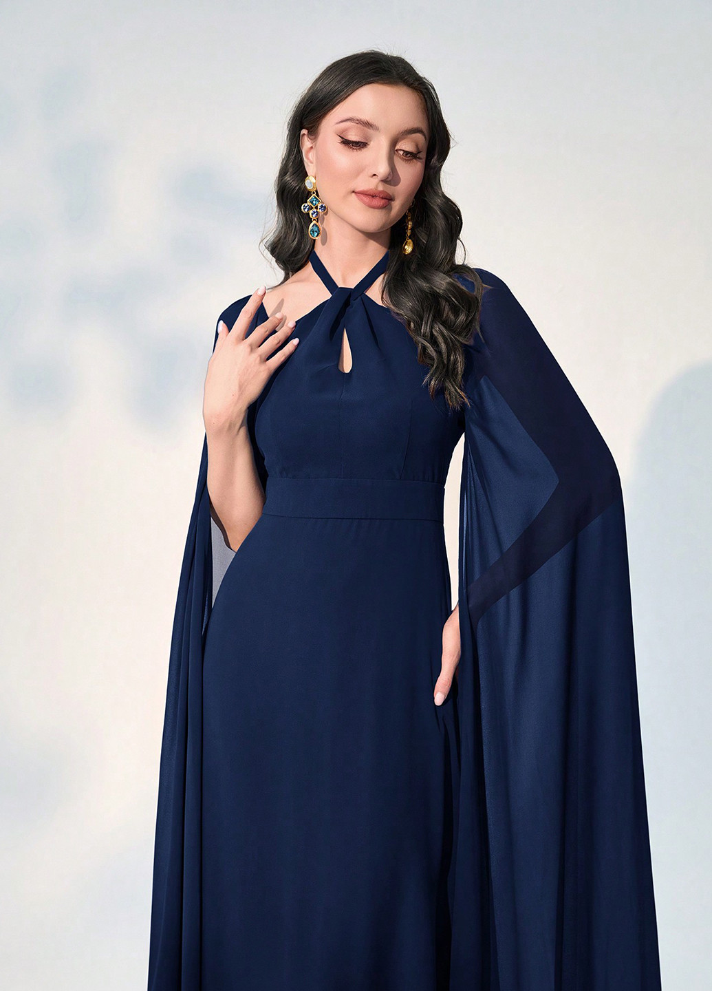 Синя вечірня сукня сукня-кейп SHEIN однотонна