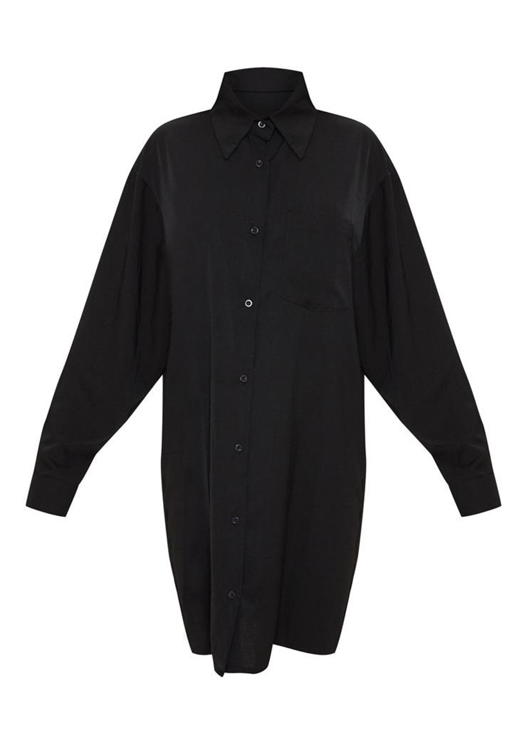 Черное кэжуал платье рубашка PrettyLittleThing однотонное