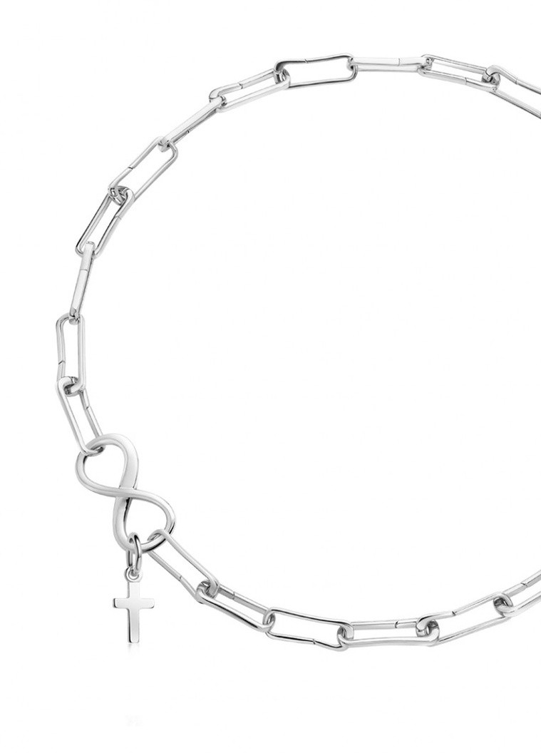 Серебряное колье из звеньев «Twins» со знаком бесконечности и шармиком «Крестик» 40 см Peninsula (225013589)