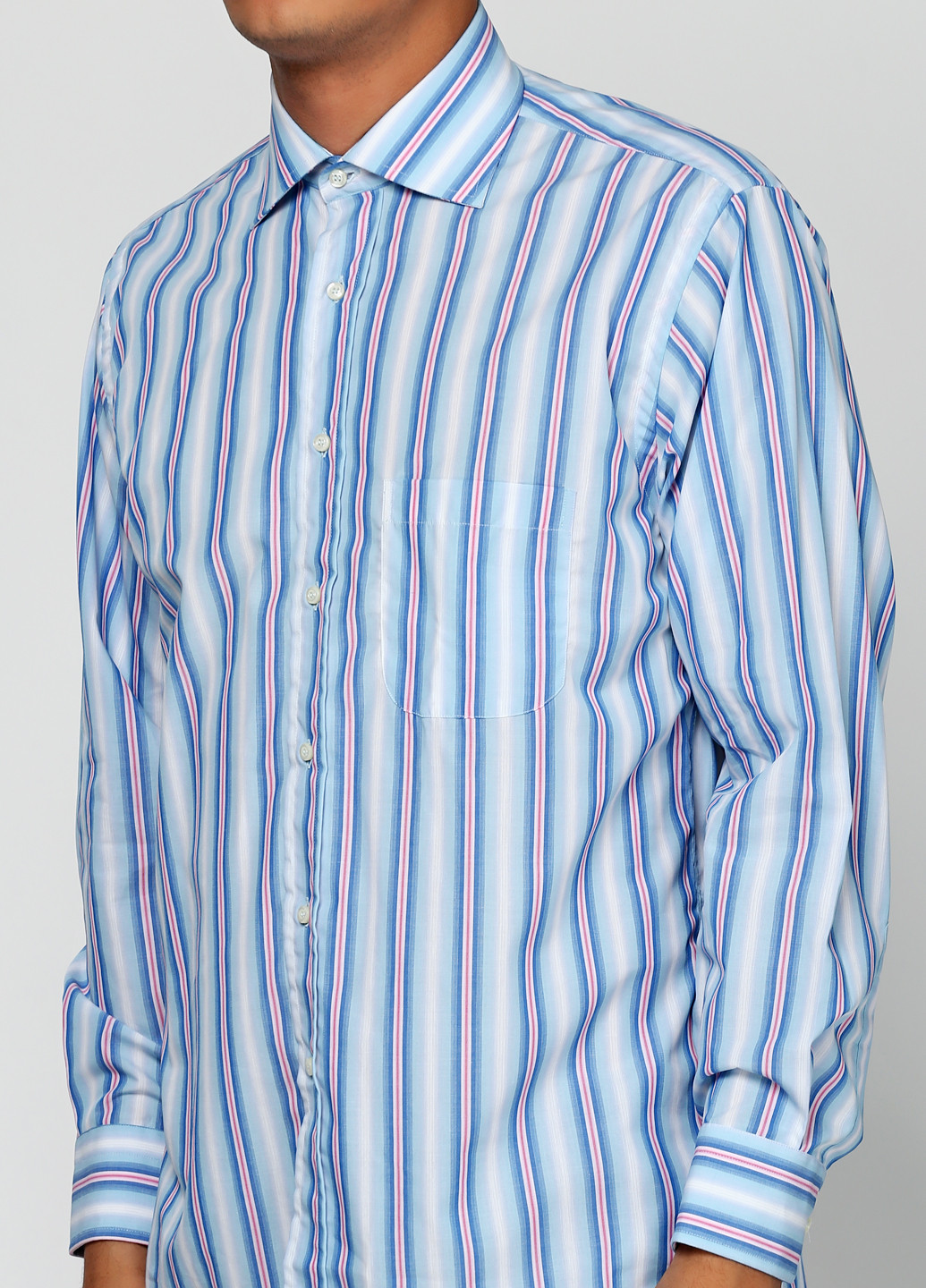Голубой классическая рубашка в полоску Gio с длинным рукавом