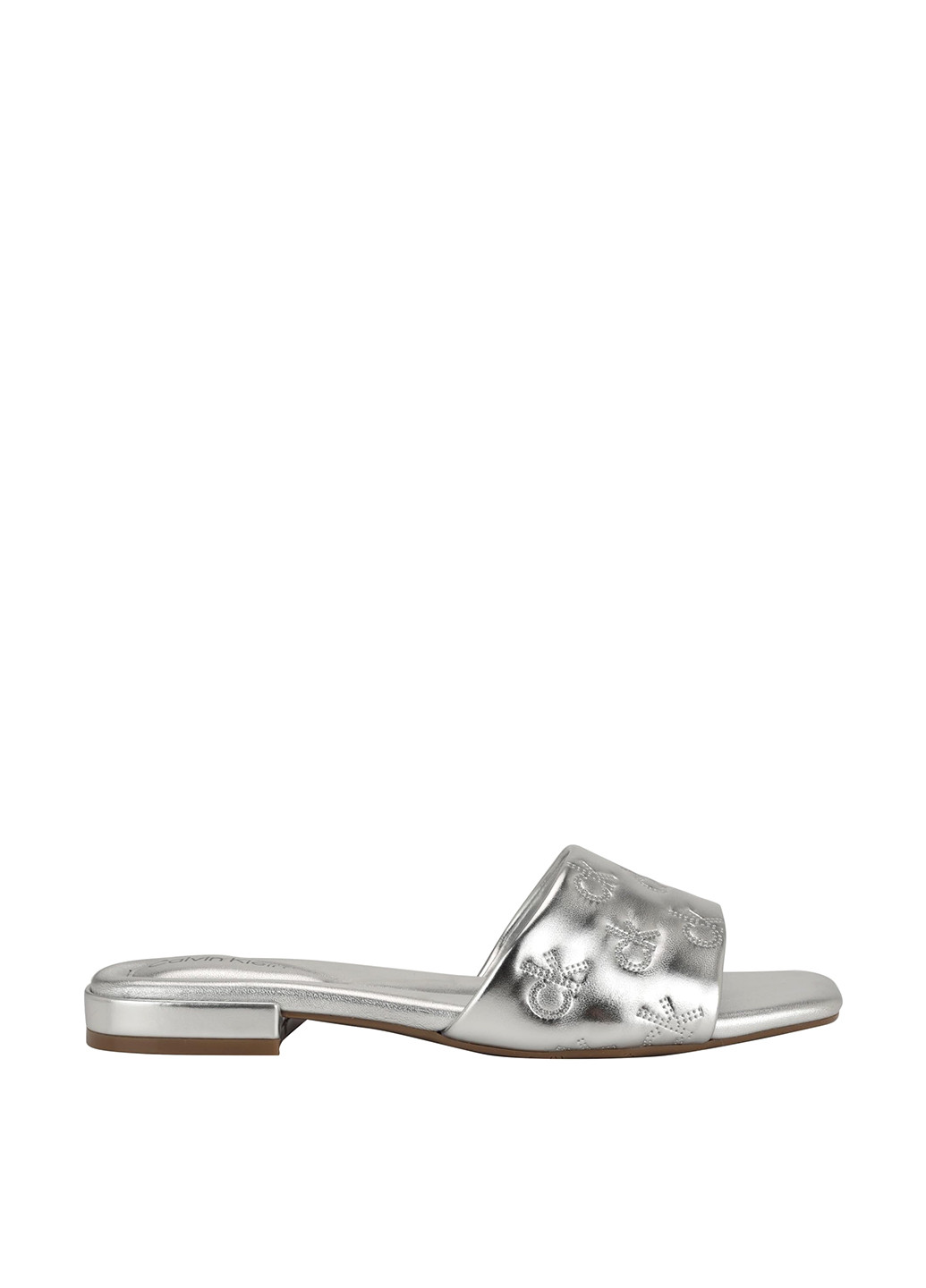 Серебристые шлепанцы Calvin Klein с тиснением, с логотипом