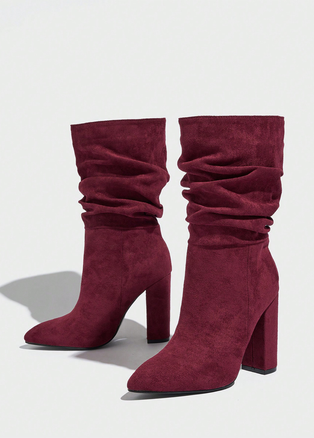 Бордовые осенние ботильоны SHEIN