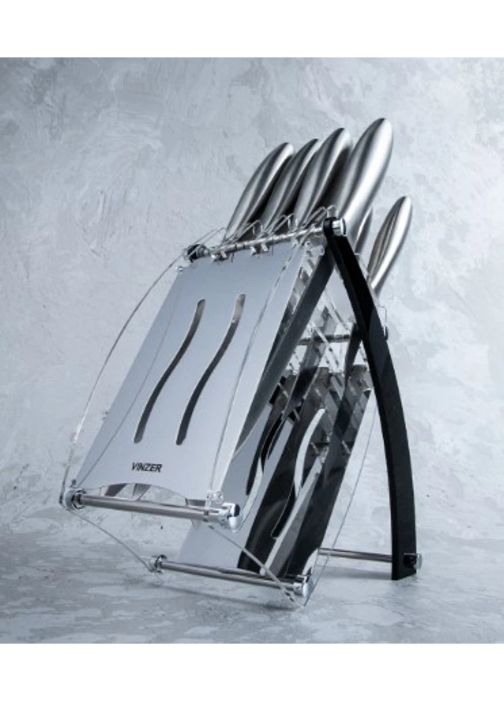 Набор из 8 ножей Razor, серый Vinzer серые, нержавеющая сталь