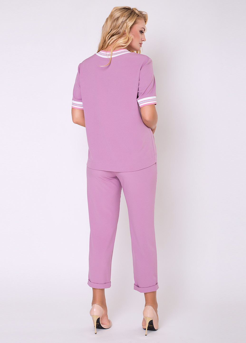 Костюм (блуза, брюки) Luzana брючный однотонный розовый кэжуал