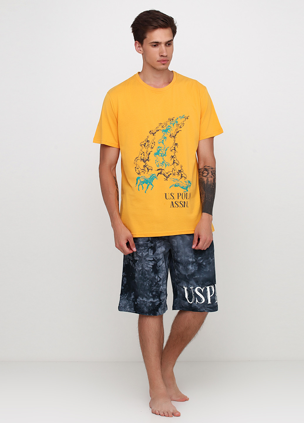 Жовтий демісезонний комплект (футболка, шорти) U.S. Polo Assn.