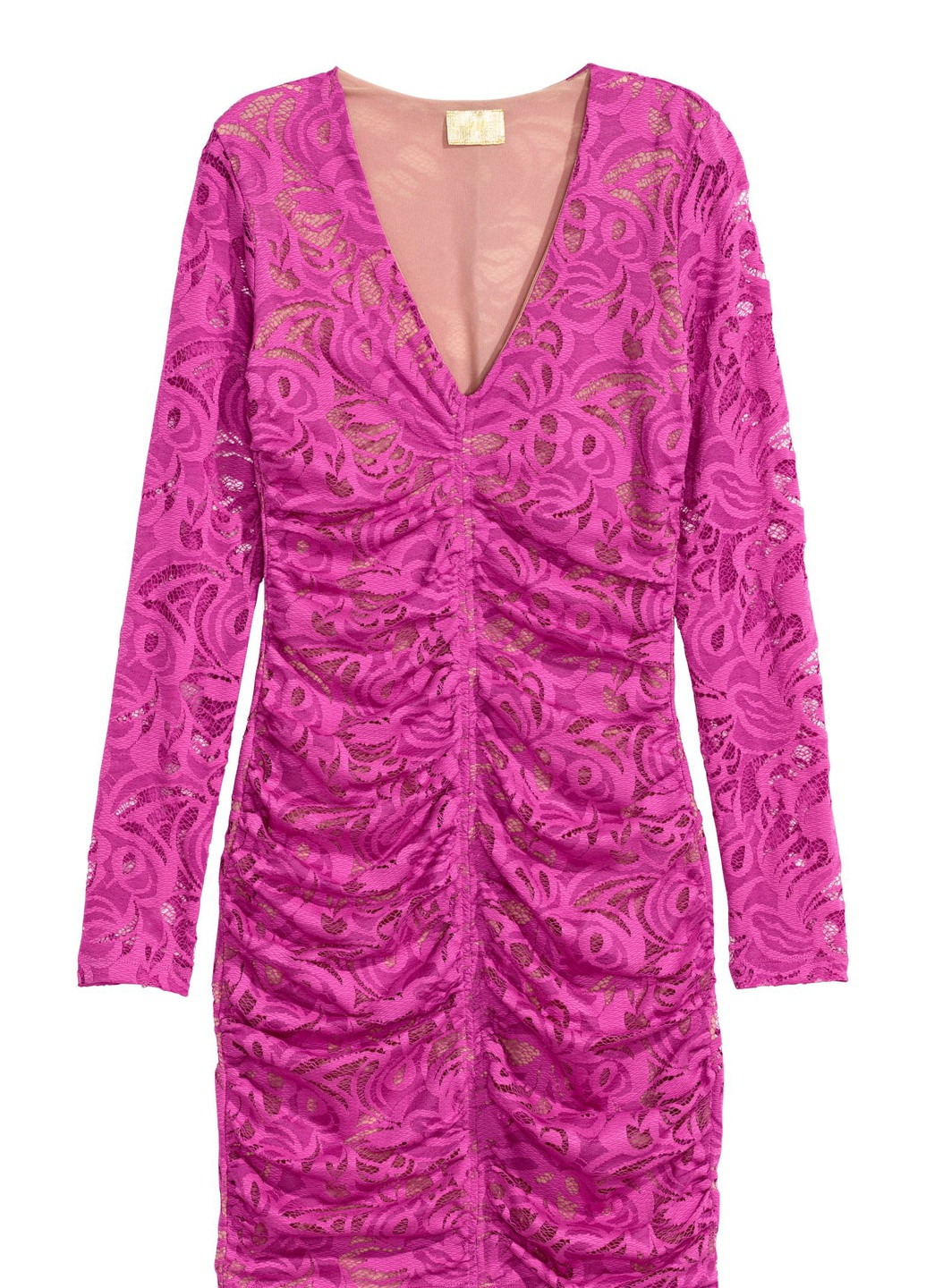 Фуксиновое (цвета Фуксия) кэжуал платье H&M однотонное