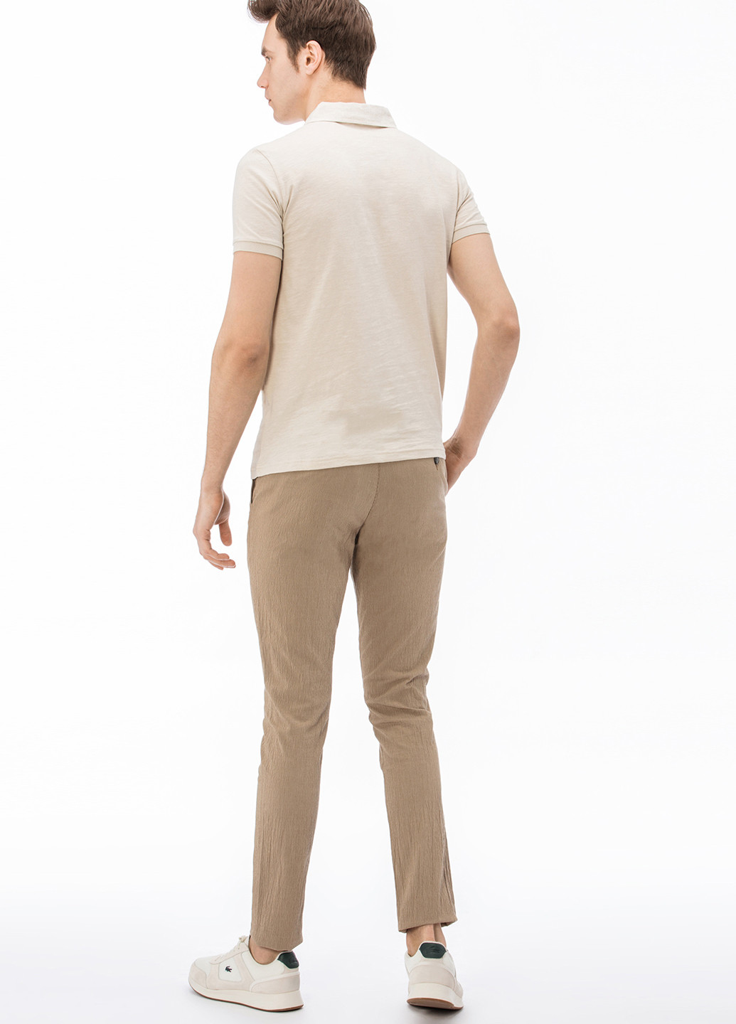 Коричневые кэжуал летние укороченные, зауженные брюки Lacoste