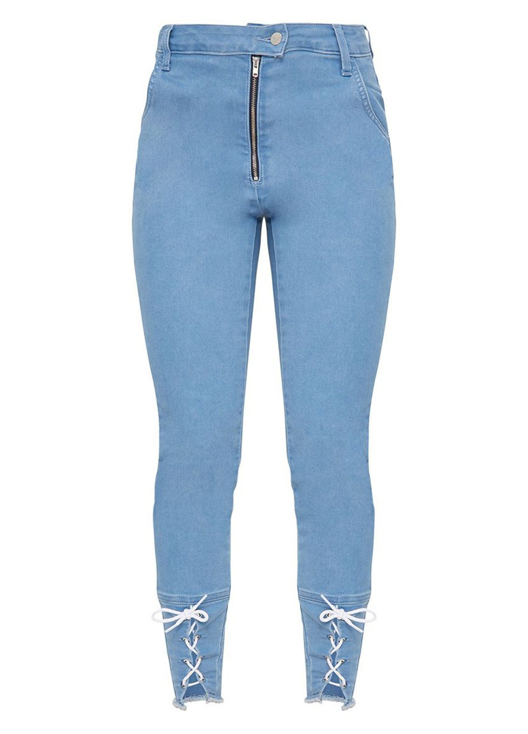 Джинси PrettyLittleThing однотонні блакитні джинсові бавовна