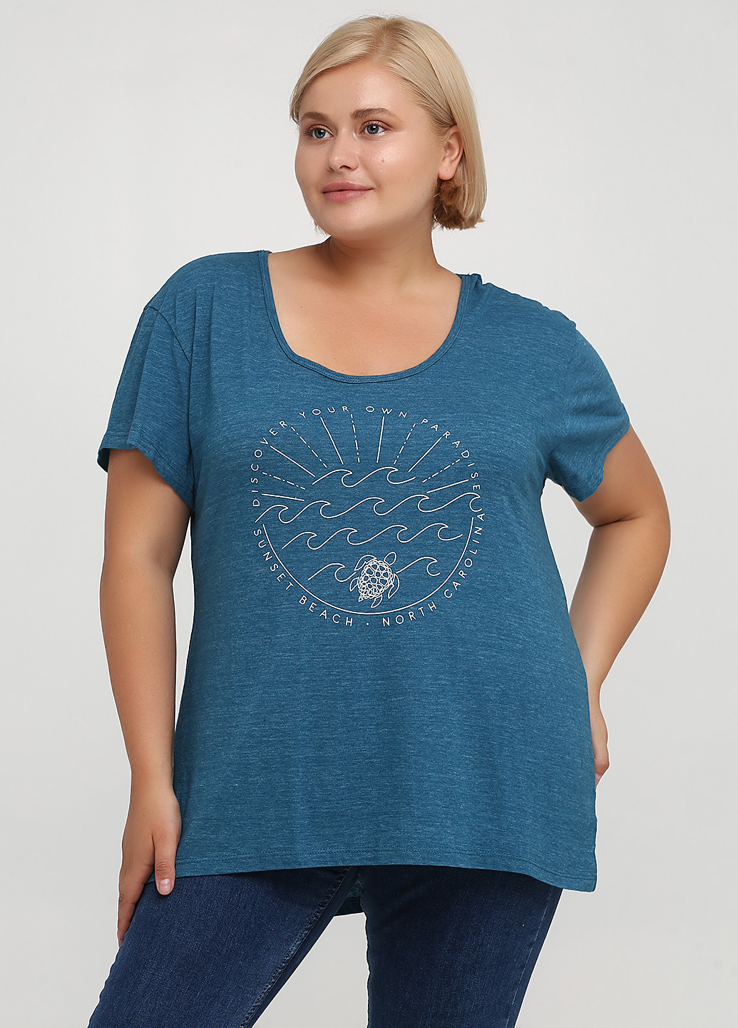 Морской волны летняя футболка Blue 84