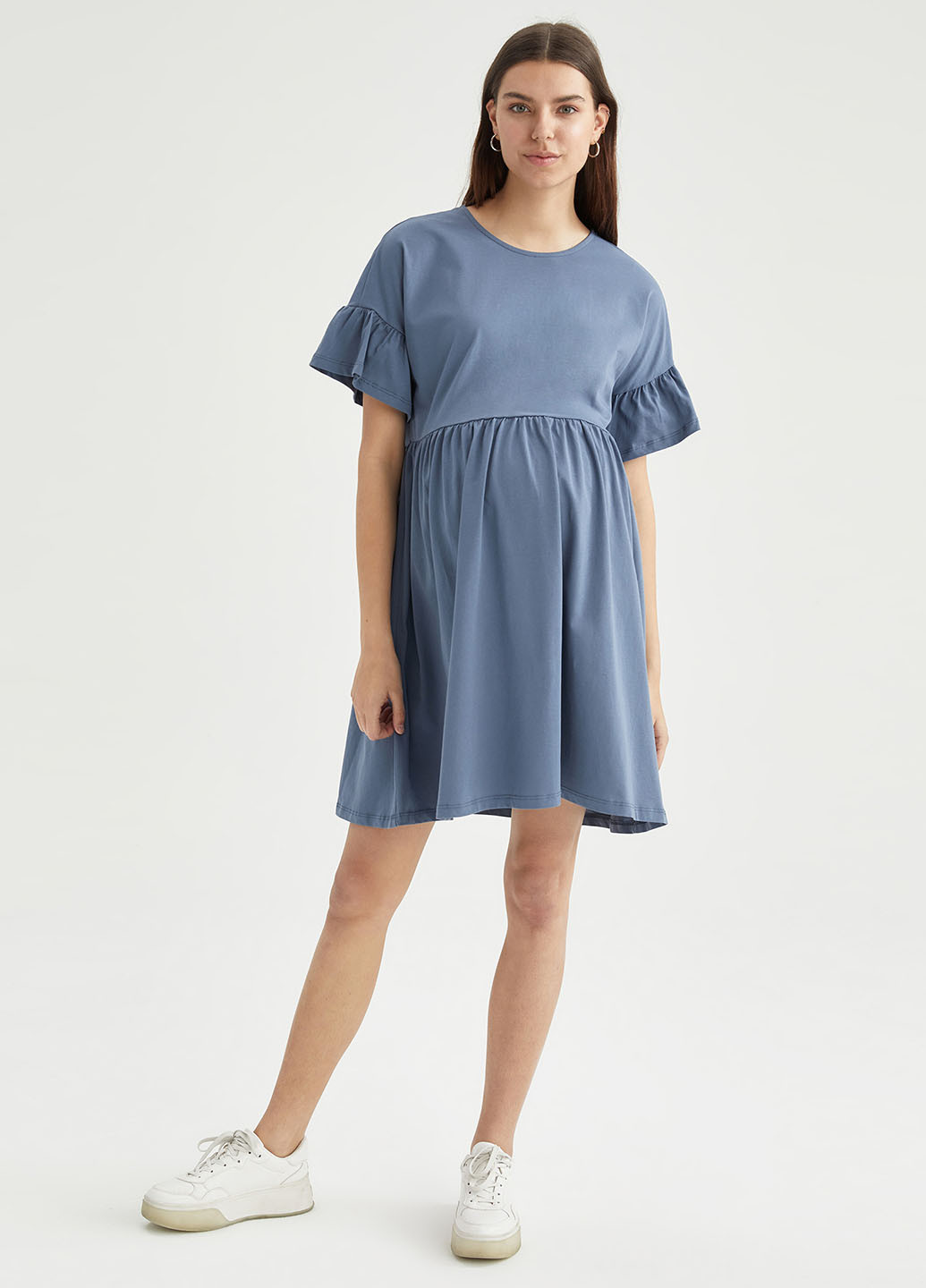 Сіро-синя кежуал плаття для вагітних оверсайз DeFacto
