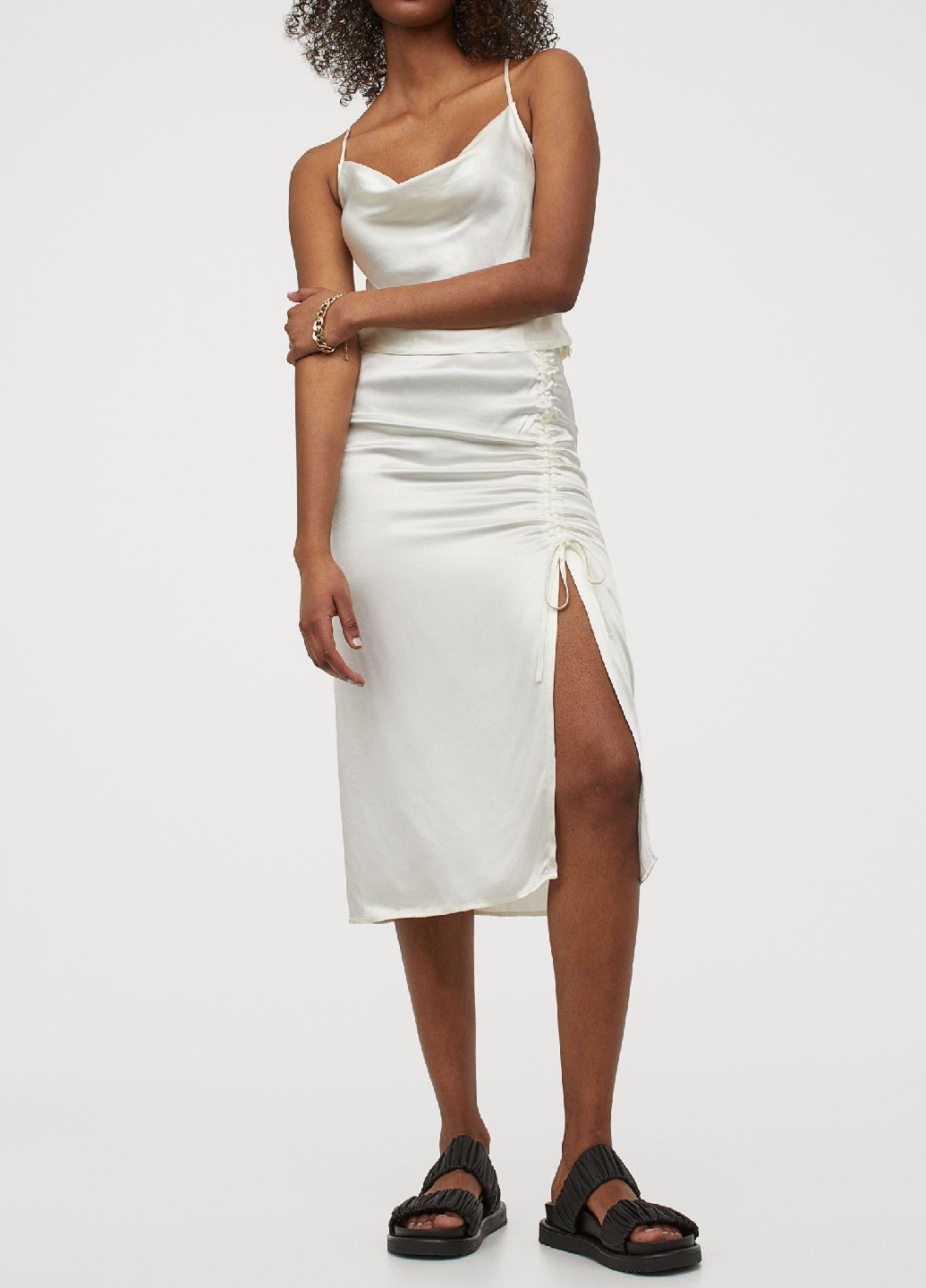 Белая однотонная юбка H&M