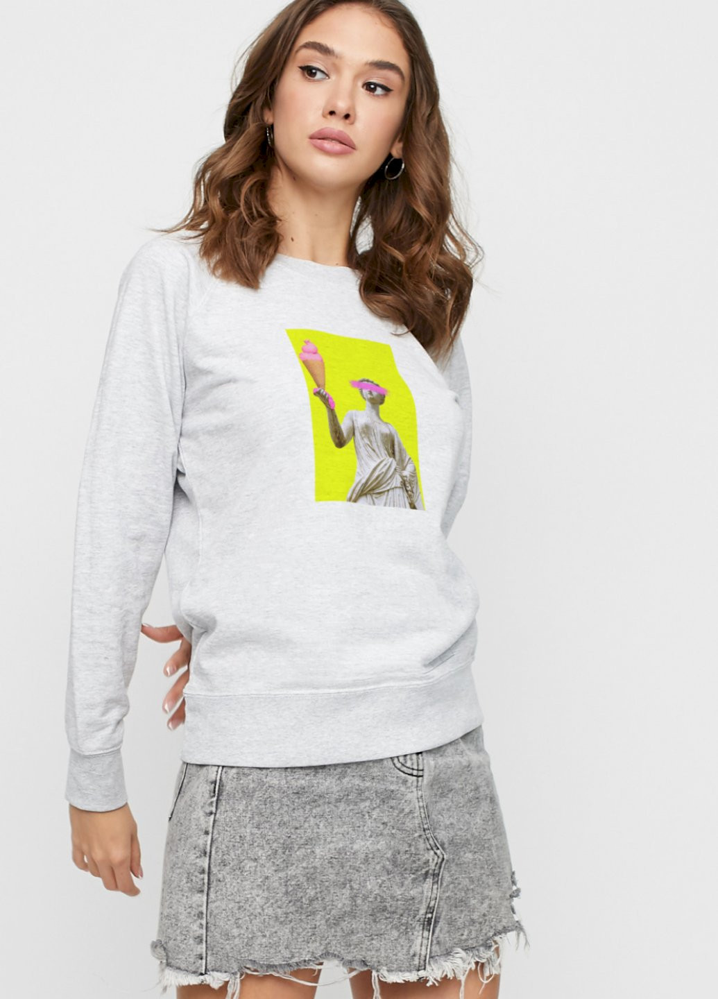 Сірий світшот жіночий /no flis/ YAPPI малюнок (251467737)