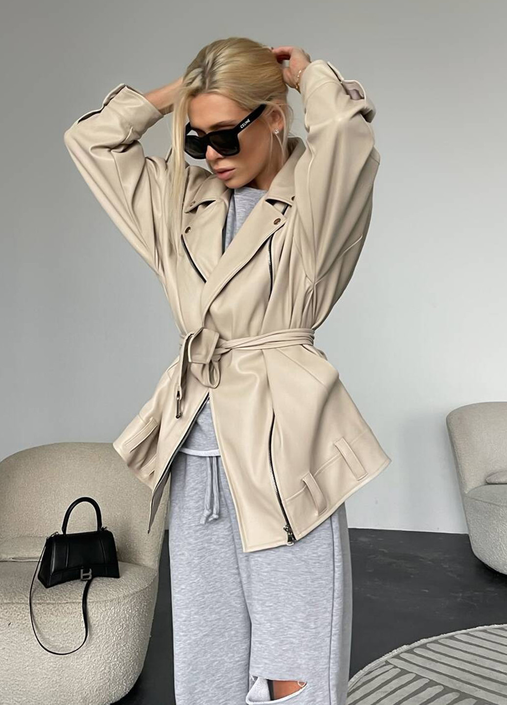 Світло-бежева демісезонна куртка косуха No Brand