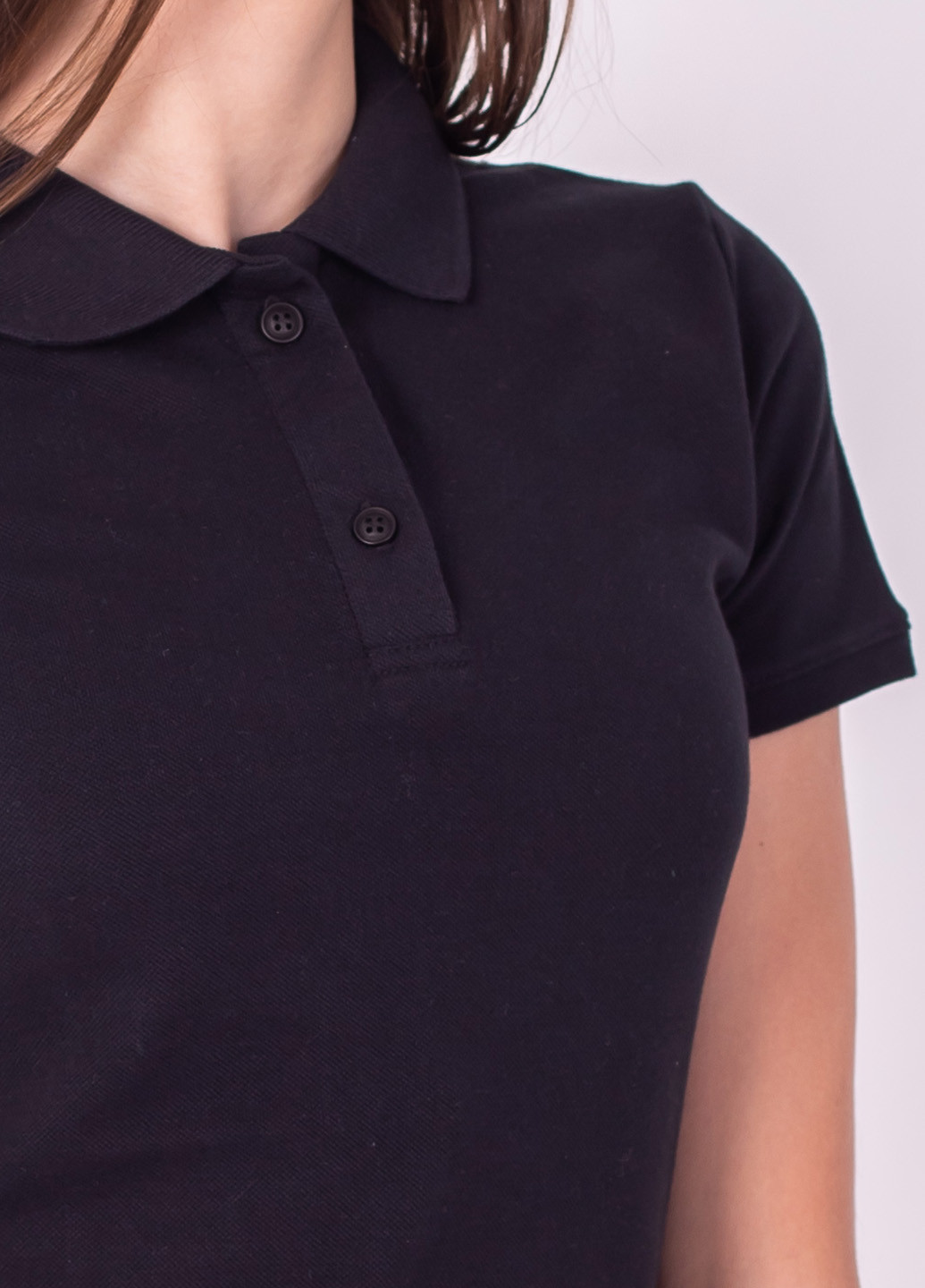 Черная женская футболка-футболка поло жіноча TvoePolo однотонная