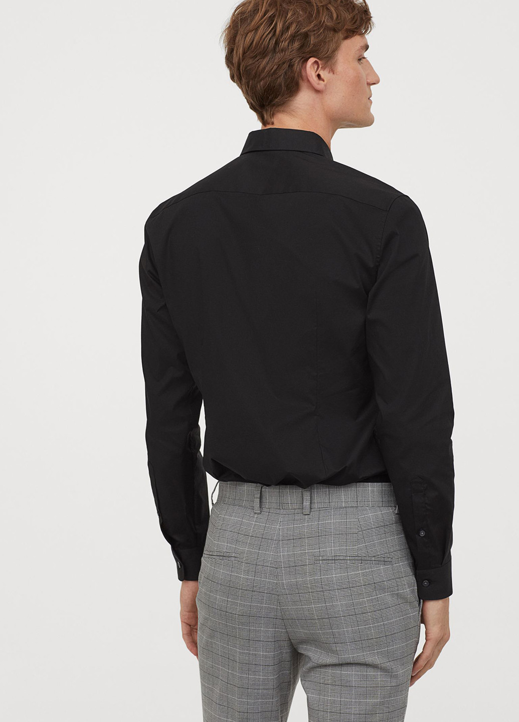 Сорочка H&M однотонна чорна ділова бавовна