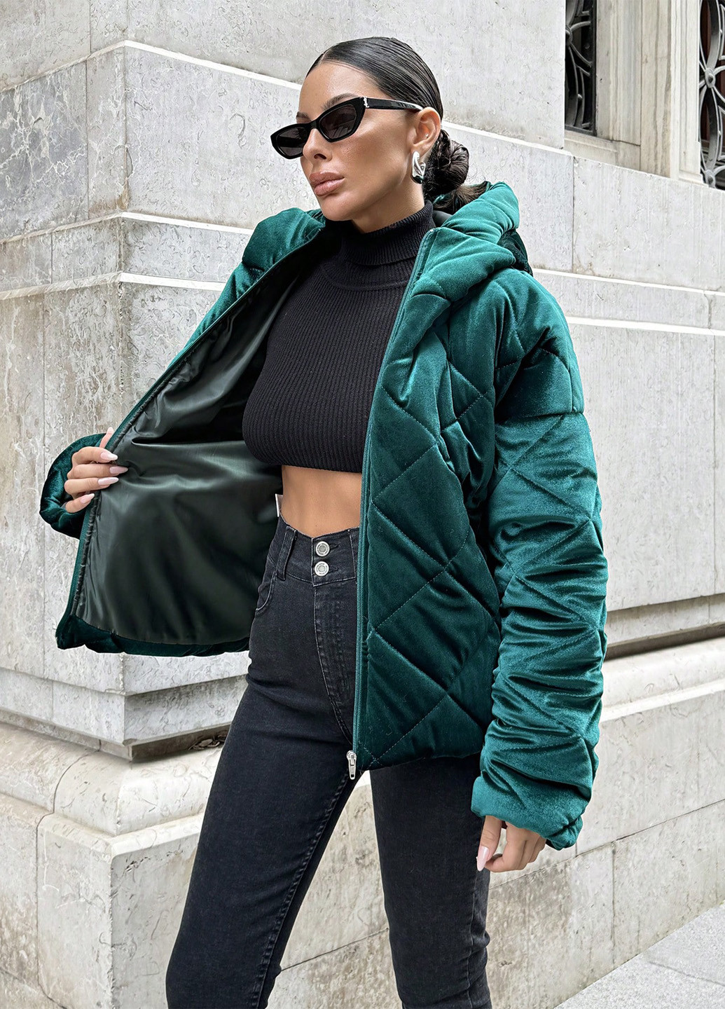 Темно-зелена зимня куртка SHEIN