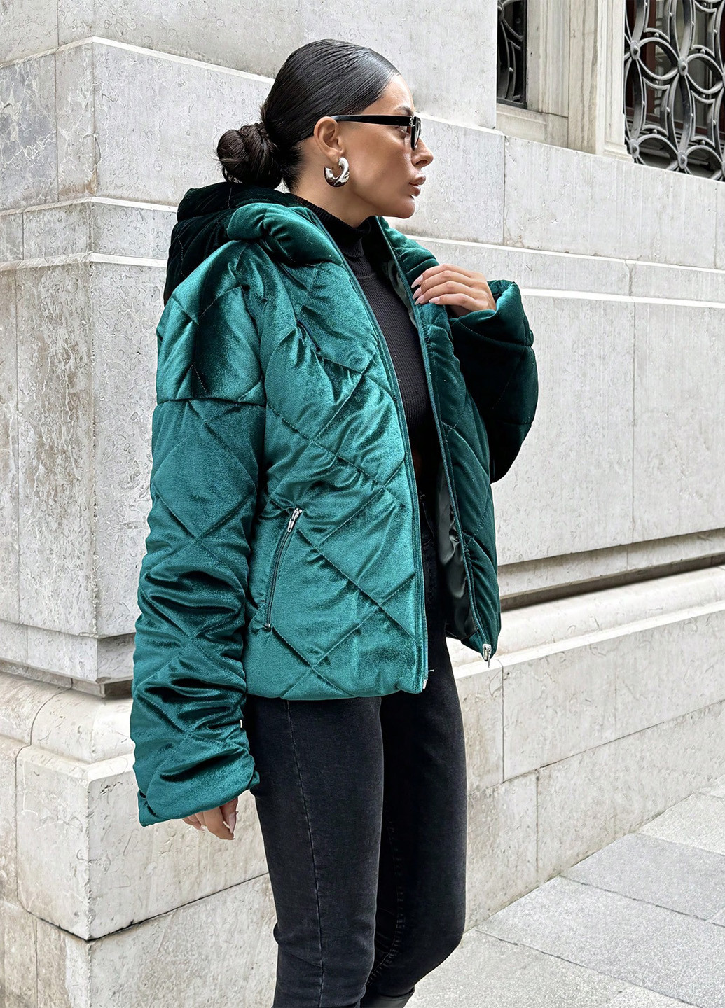 Темно-зелена зимня куртка SHEIN