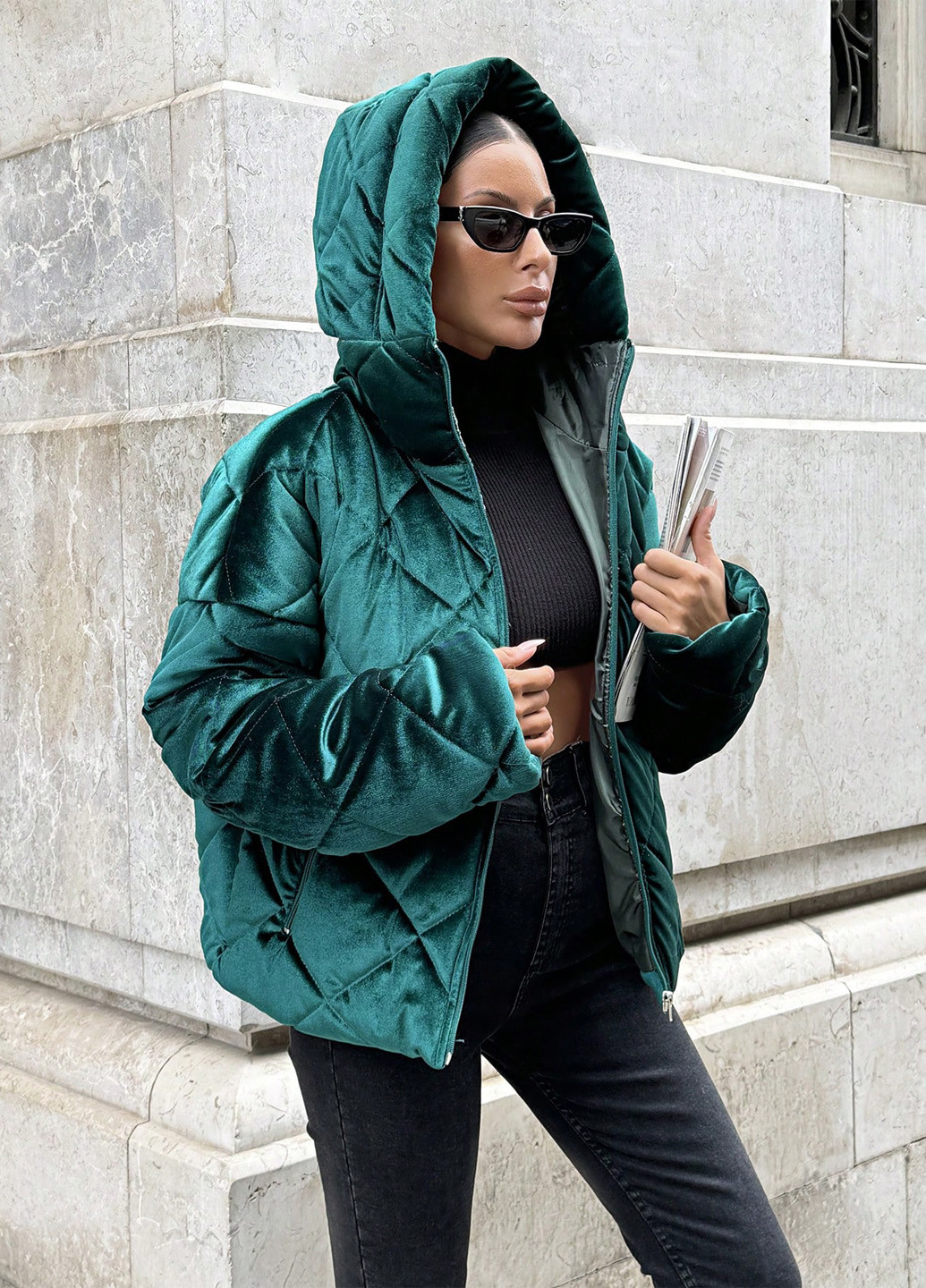 Темно-зелена зимня куртка SHEIN