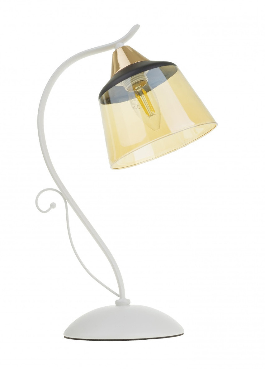 Настольная лампа декоративная белая и золотистая LK-699T/1 E27 WH+FG Brille (253881851)