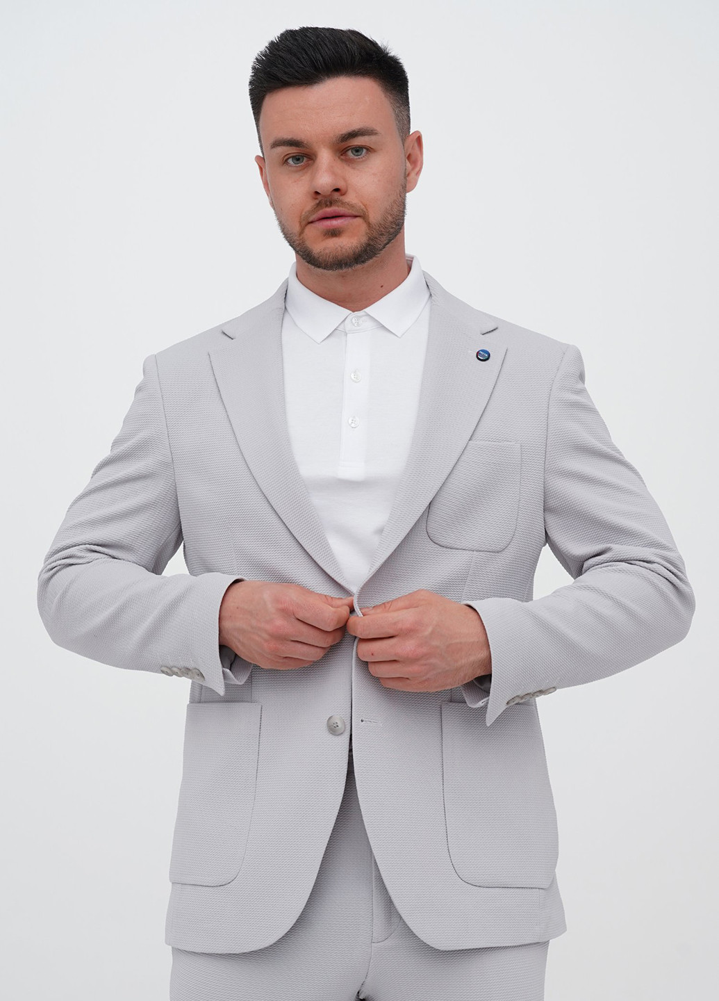 Світло-сірий демісезонний костюм (піджак, штани) брючний Trend Collection