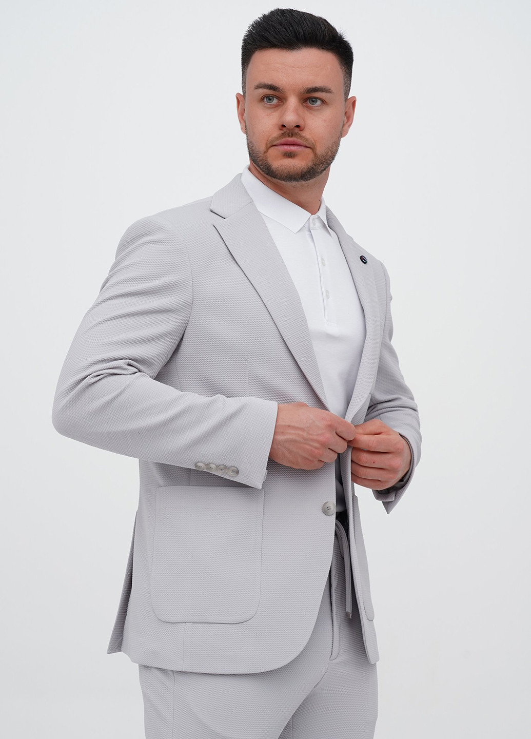 Світло-сірий демісезонний костюм (піджак, штани) брючний Trend Collection