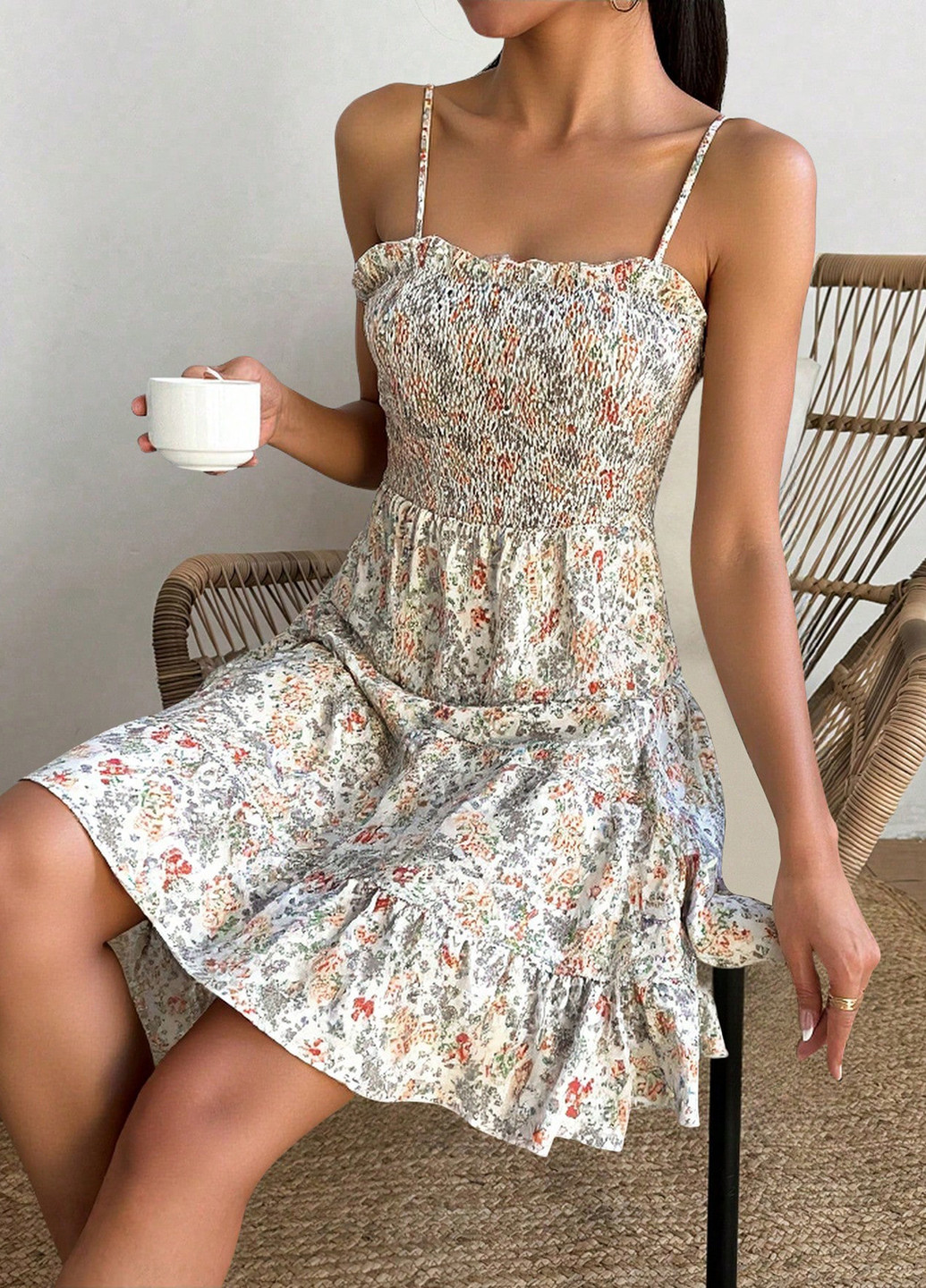 Летний женский сарафан SHEIN в цветочек