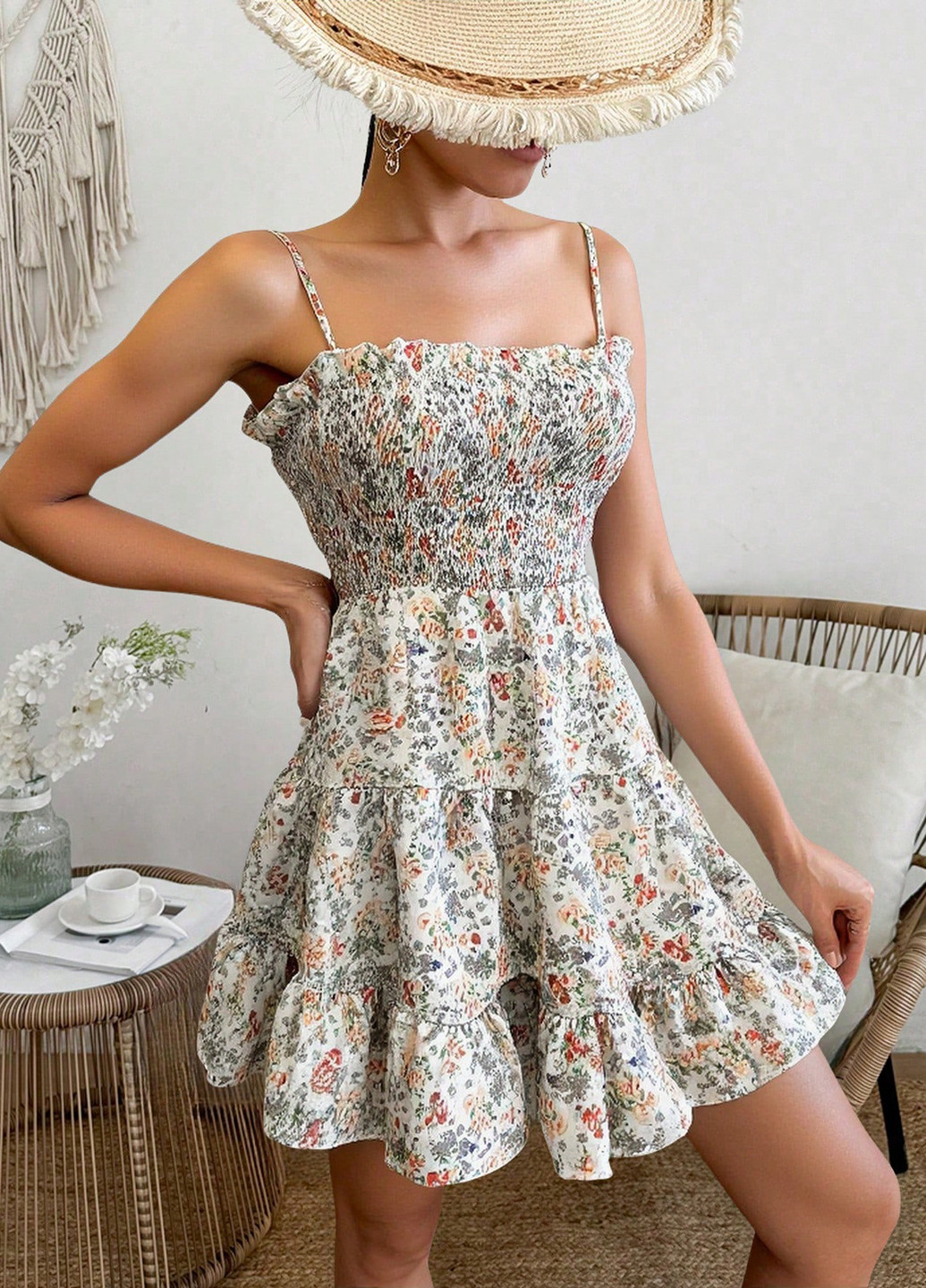 Летний женский сарафан SHEIN в цветочек