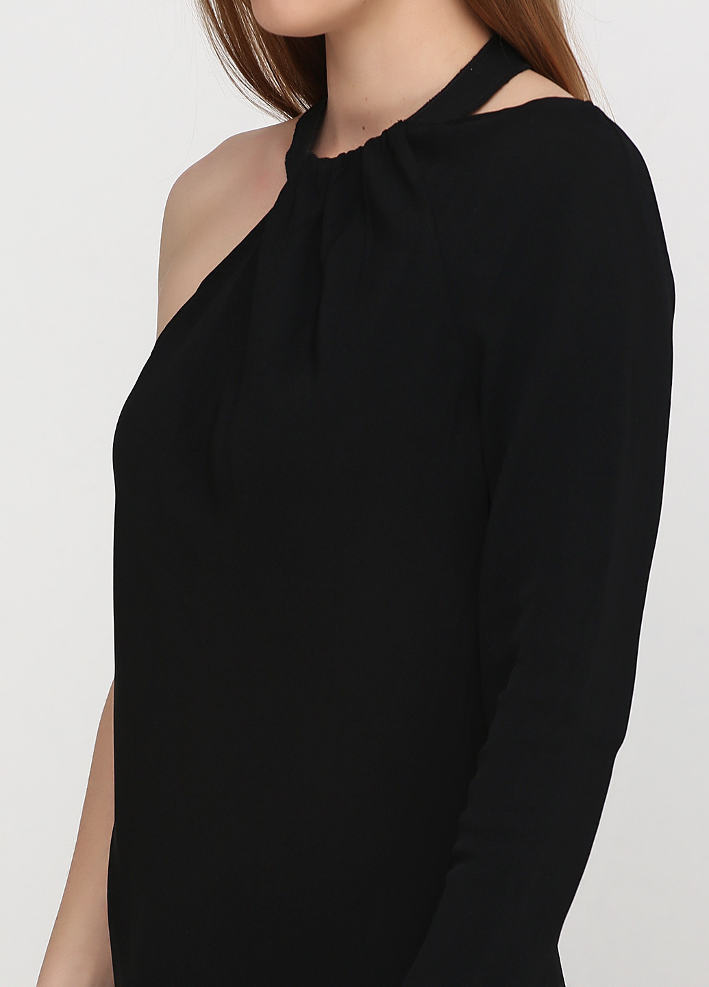 Черное коктейльное платье клеш, на одно плечо Ralph Lauren однотонное