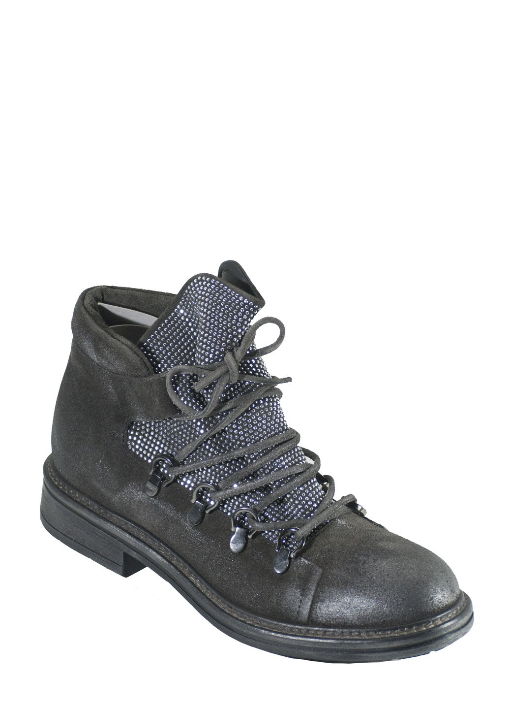 Осенние ботинки Fru.it со шнуровкой, с заклепками, с потертостями из натуральной замши