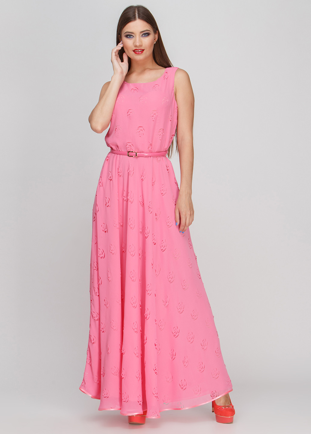 Рожева кежуал сукня з спідницею-сонце Fifi Lakres однотонна
