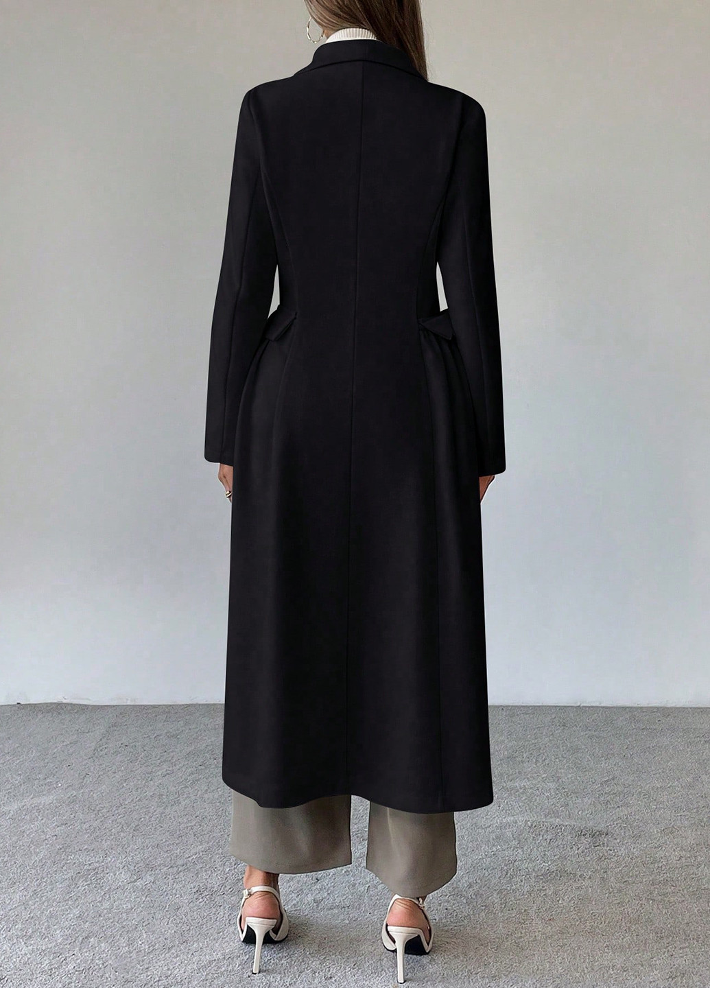 Черное демисезонное Пальто однобортное SHEIN