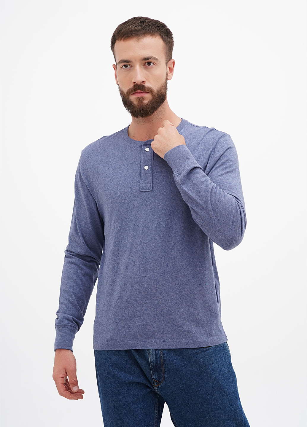 Серо-синий демисезонный кэжуал лонгслив J.Crew меланж