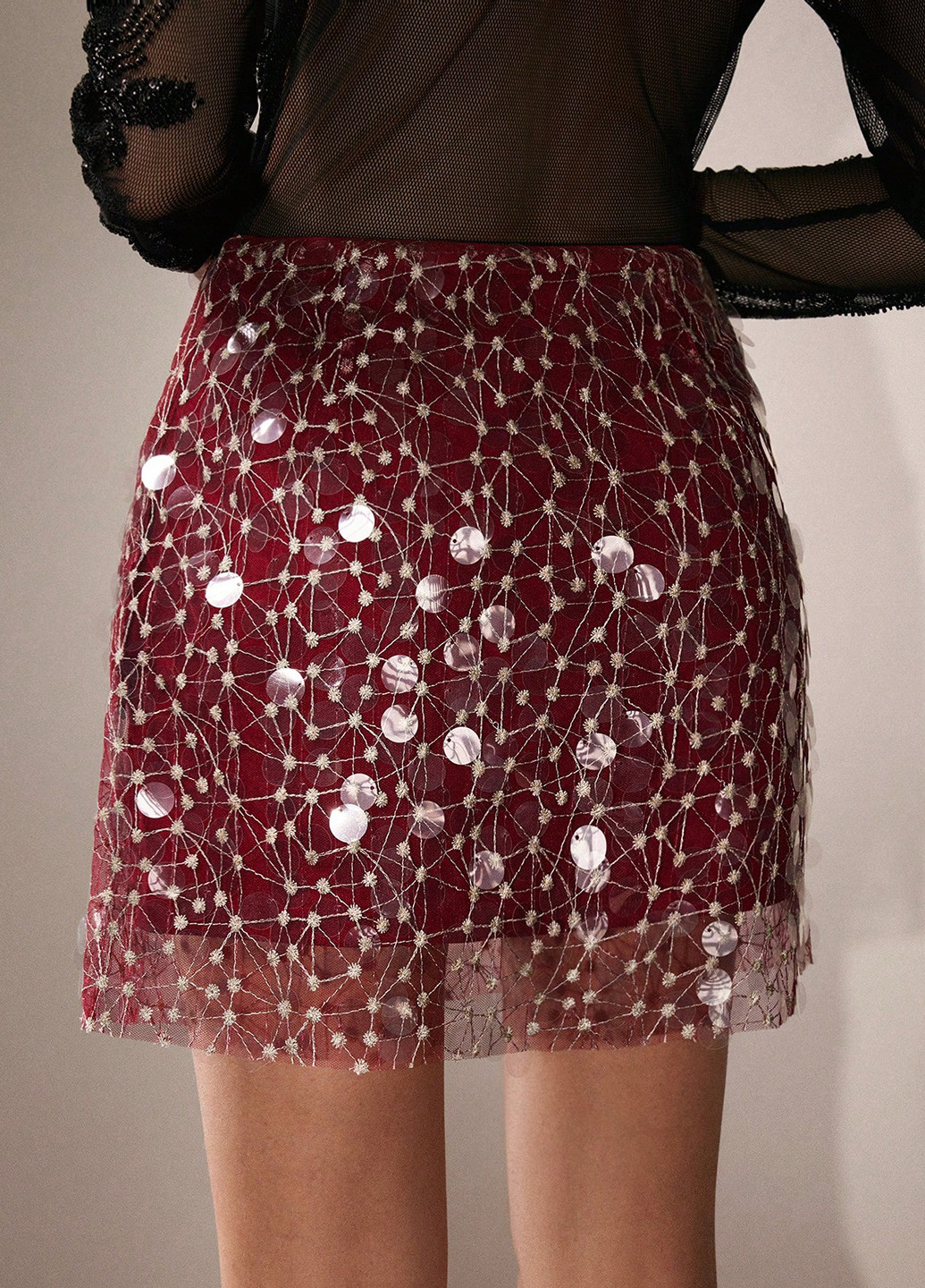 Красная кэжуал с геометрическим узором юбка SHEIN