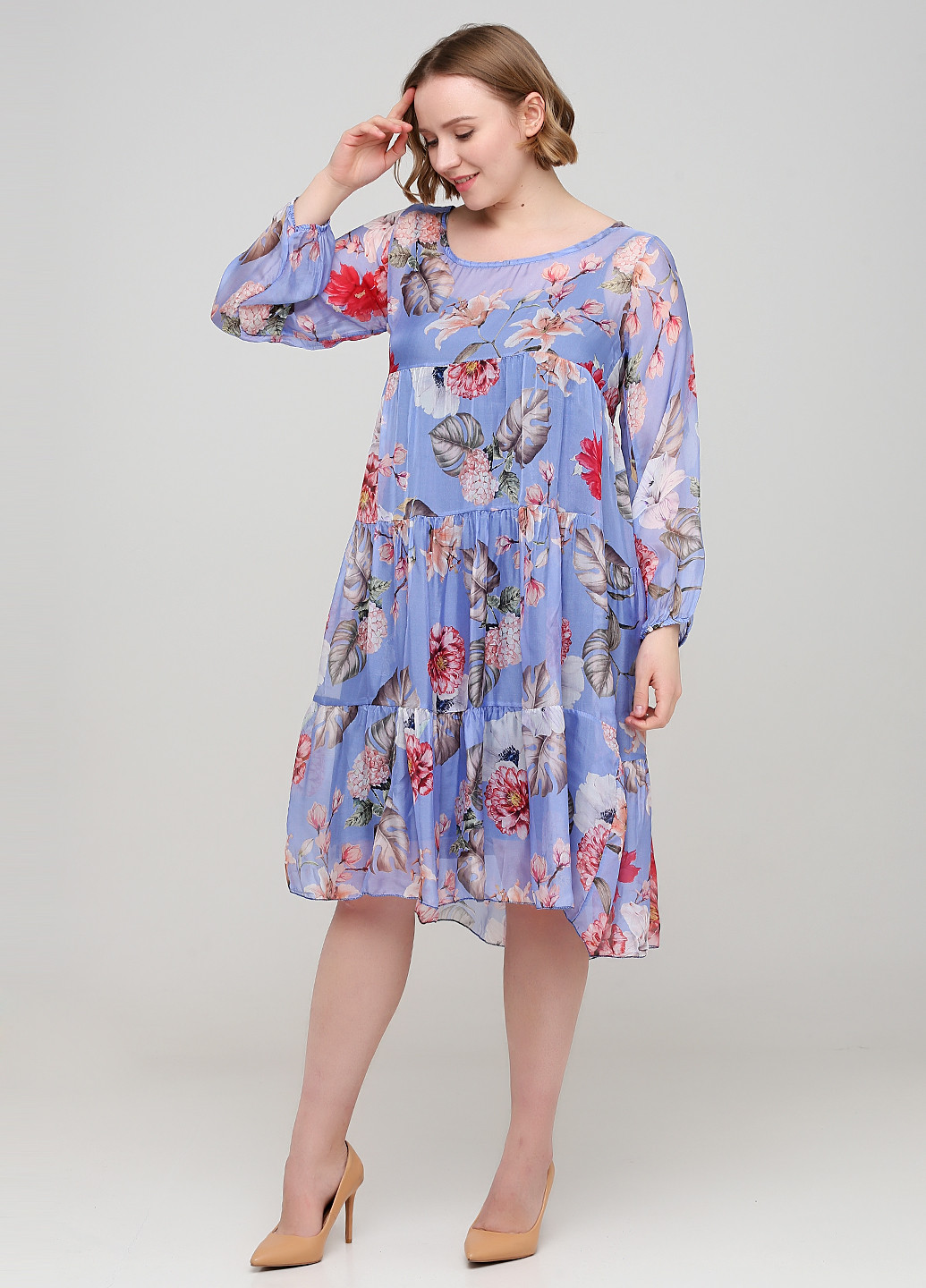 Светло-фиолетовое кэжуал платье оверсайз Made in Italy с цветочным принтом