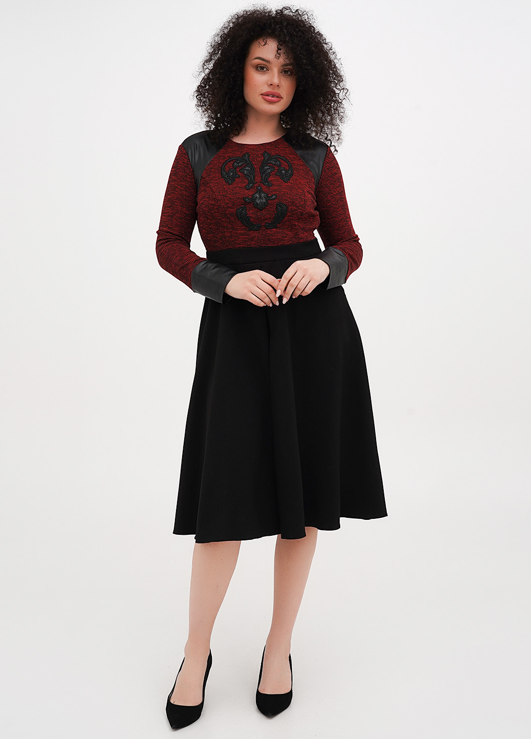 Бордовое кэжуал платье клеш Imperial с рисунком