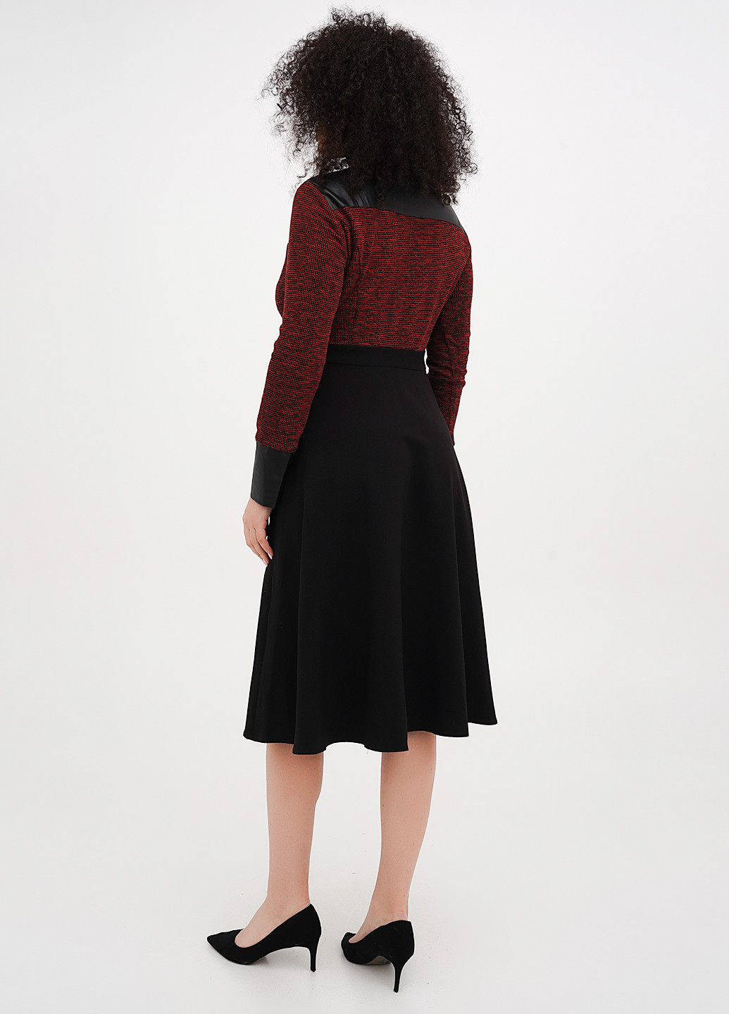 Бордовое кэжуал платье клеш Imperial с рисунком