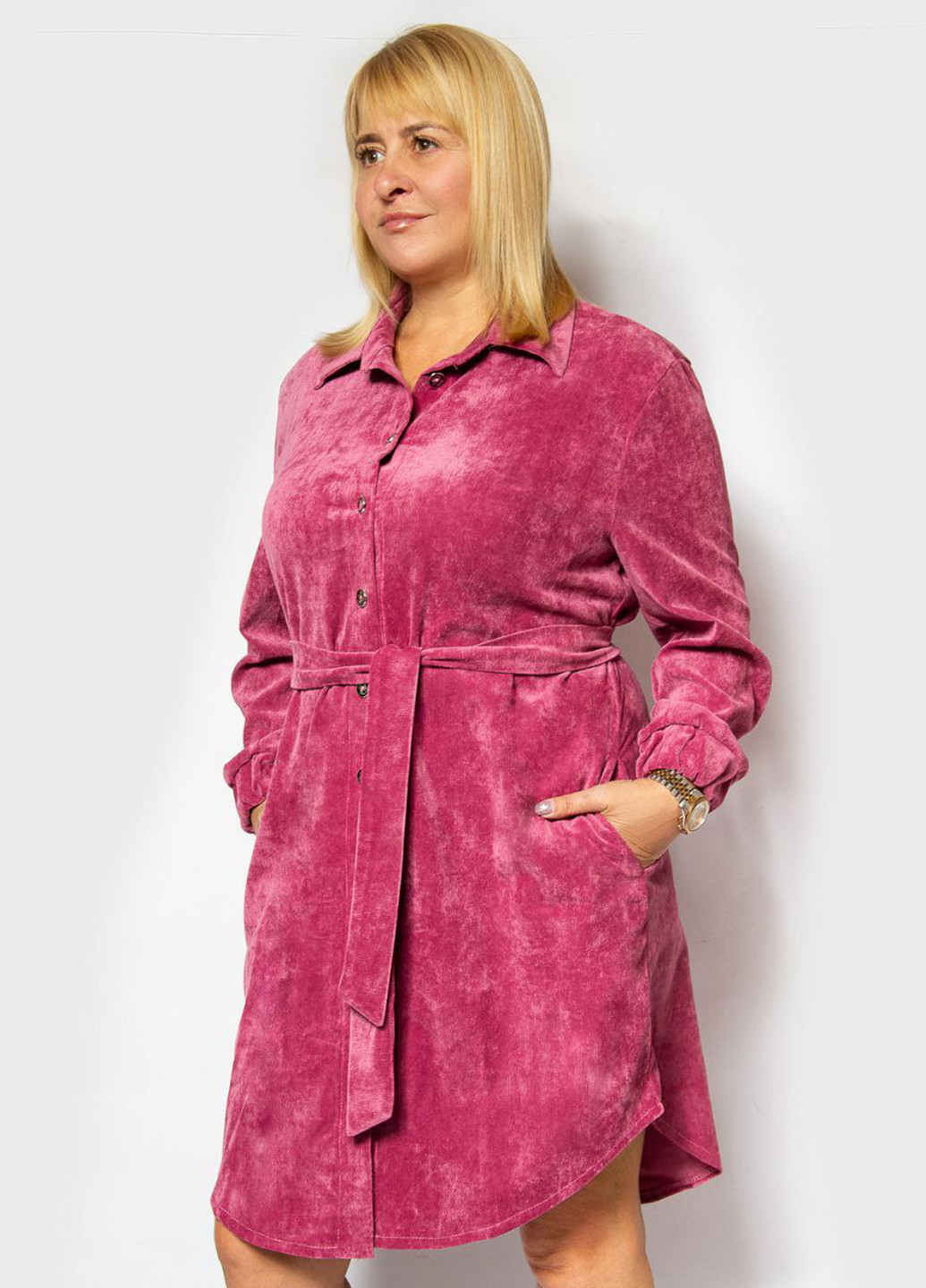 Рожева кежуал сукня сорочка LibeAmore однотонна