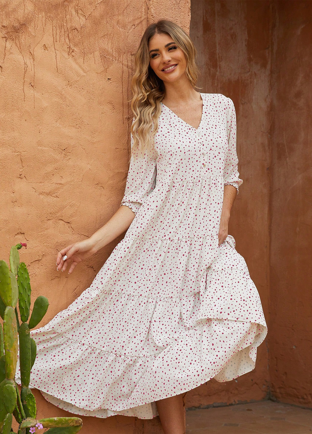 Білий кежуал сукня а-силует SHEIN в горошок