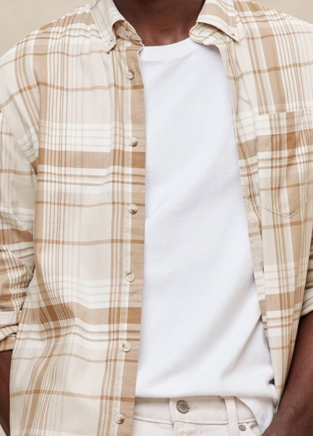 Коричневая кэжуал рубашка в клетку Banana Republic