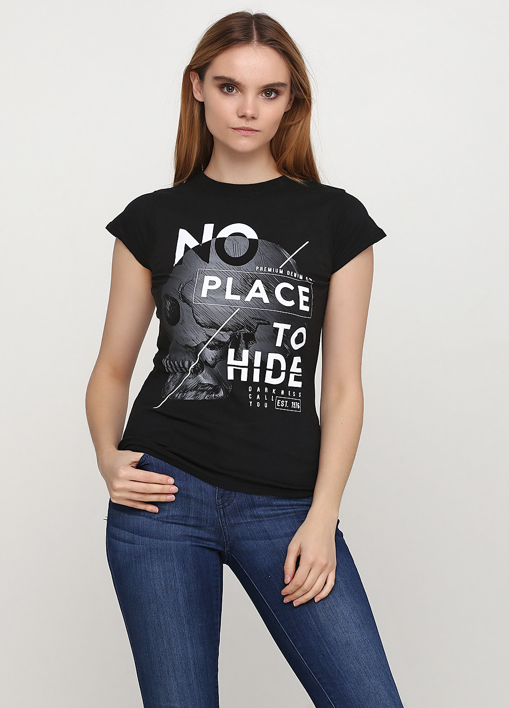 Черная летняя футболка с коротким рукавом No Brand