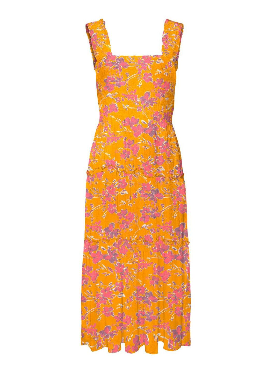 Оранжевое кэжуал платье клеш Vero Moda с цветочным принтом