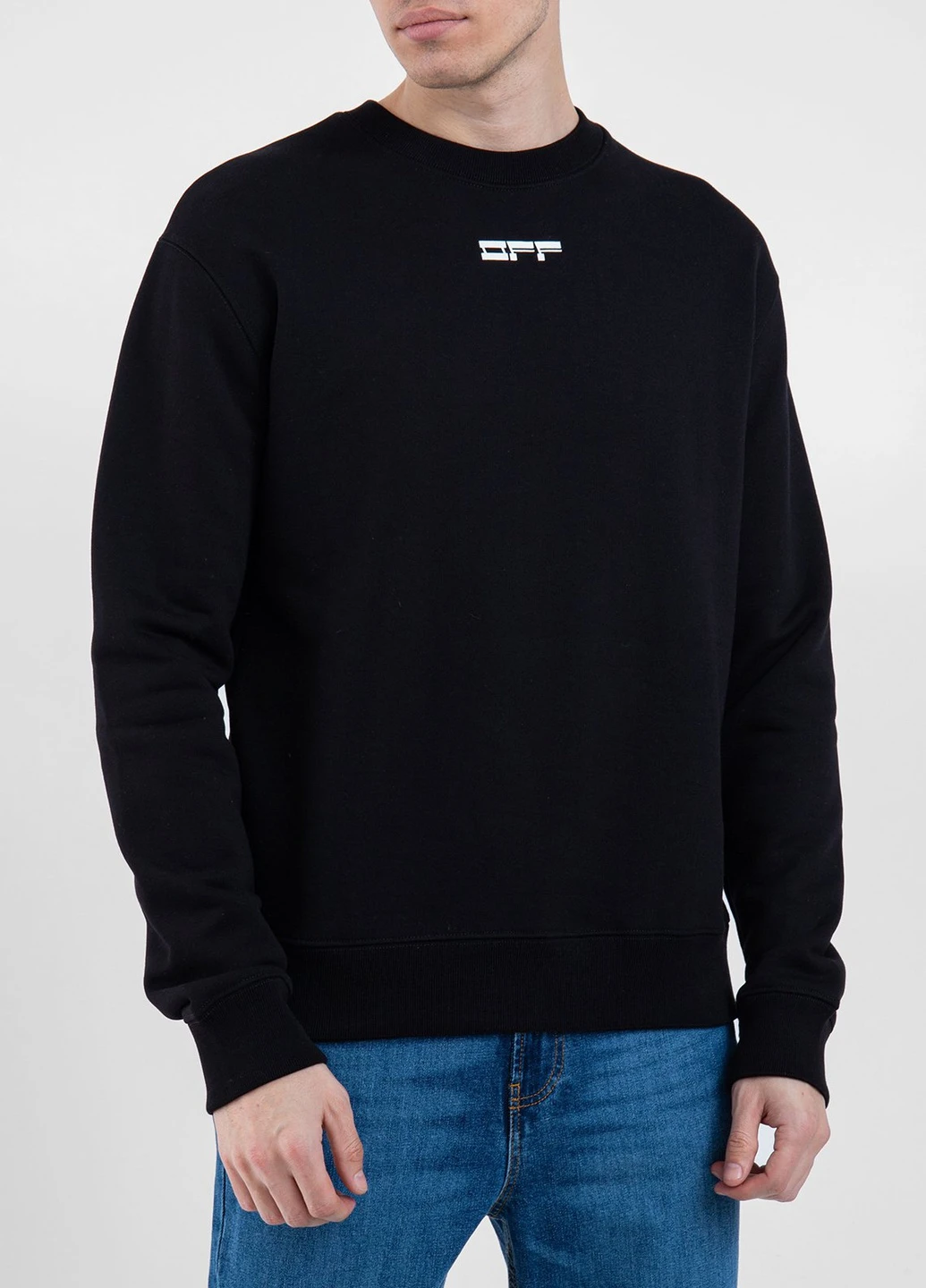 Чорний чорний світшот із принтом на спині Off-White однотонний (251176524)