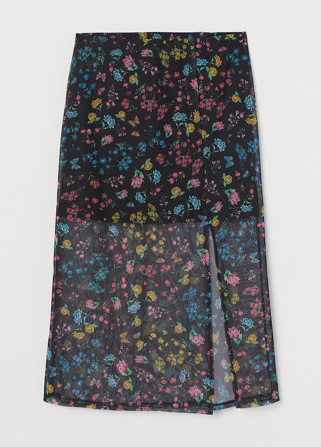 Черная кэжуал цветочной расцветки юбка H&M