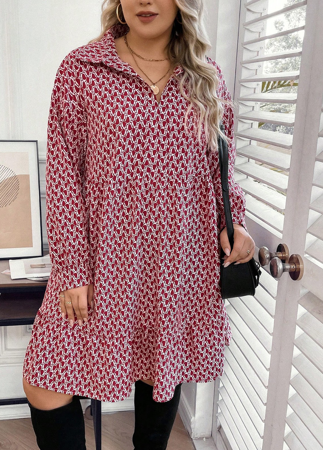 Комбінована кежуал сукня а-силует SHEIN з орнаментом