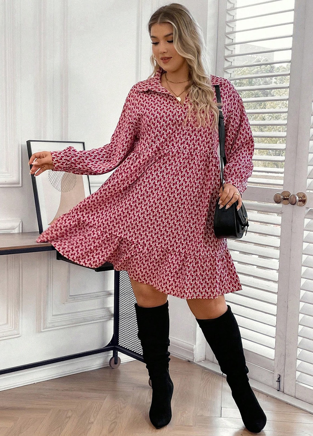 Комбінована кежуал сукня а-силует SHEIN з орнаментом