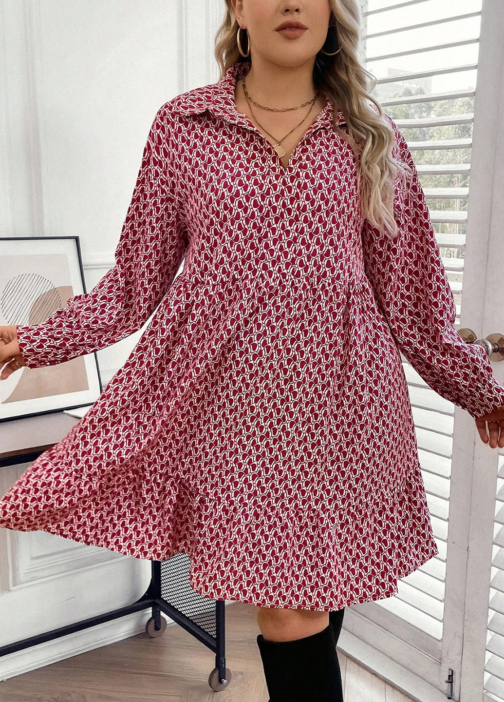 Комбінована кежуал сукня а-силует SHEIN з орнаментом