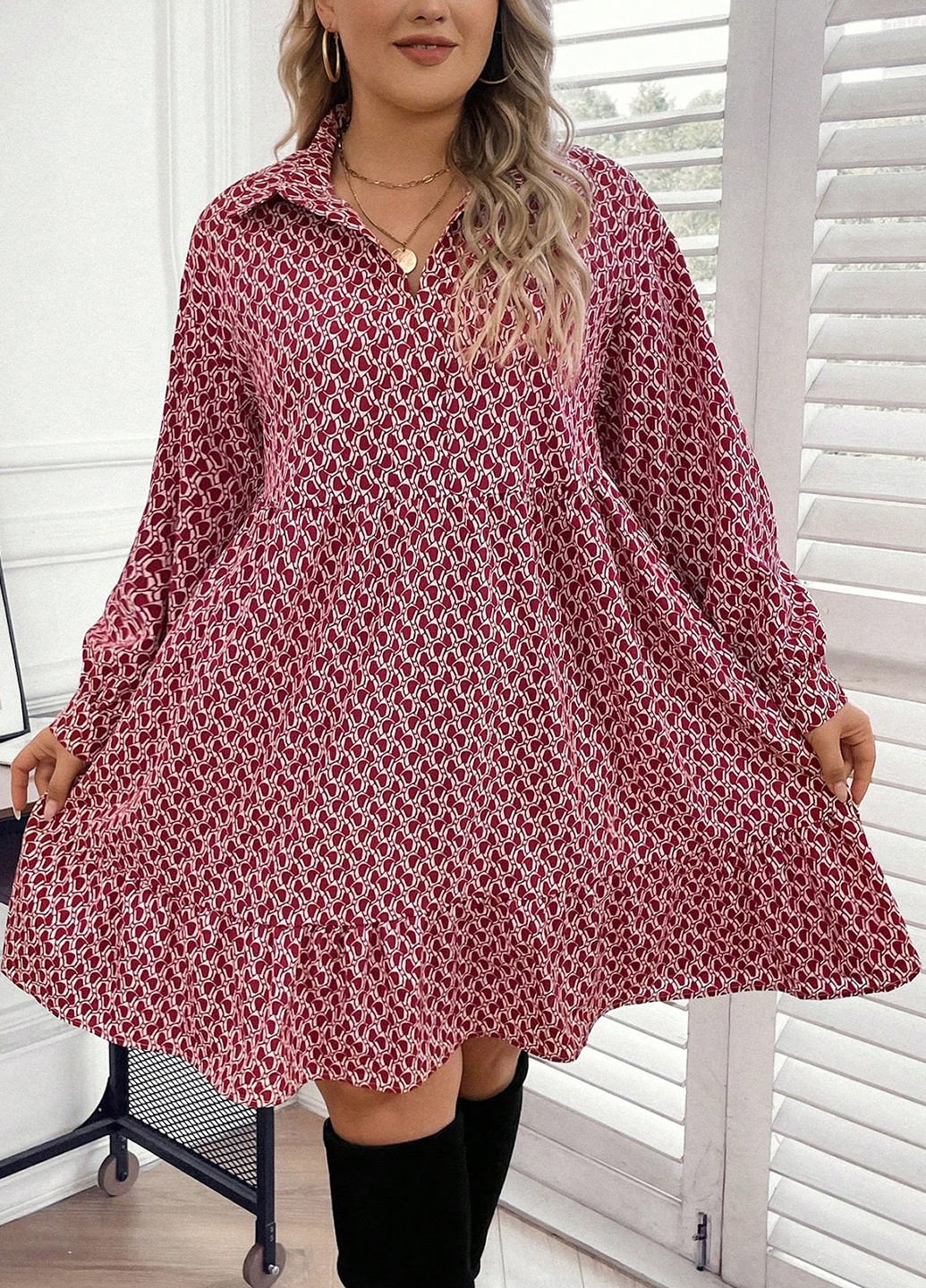 Комбінована кежуал сукня а-силует SHEIN з орнаментом