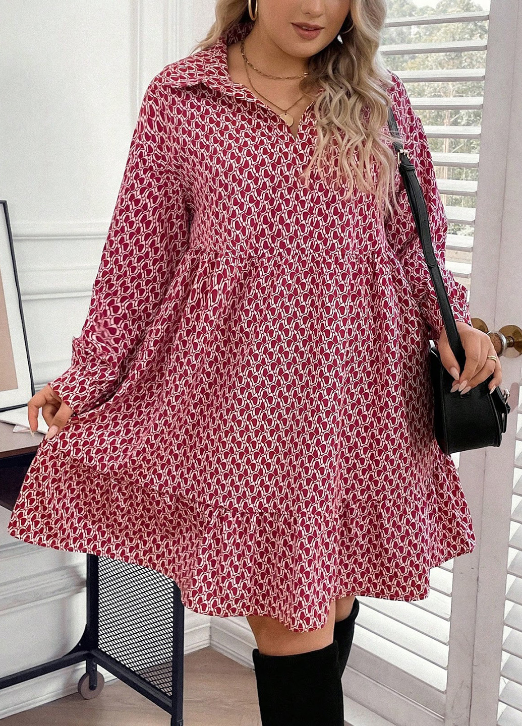 Комбінована кежуал сукня а-силует SHEIN з орнаментом